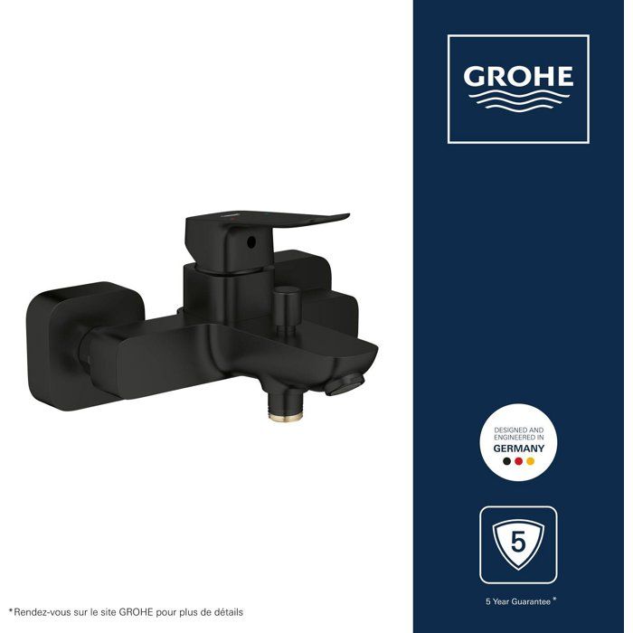 GROHE DICE Wall-Mounted Bath/Shower Mixer - Matte Black