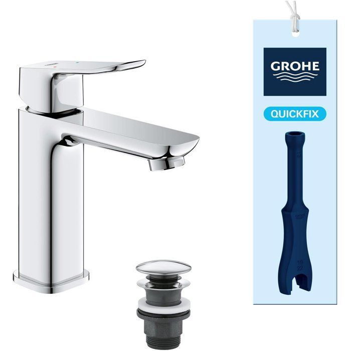 GROHE DICE Basin Mixer Tap - Size M - Click-clack Waste - Chrome
