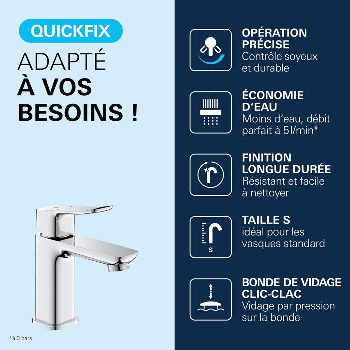 GROHE Basin Mixer Tap - Size S - Click-clack - Chrome