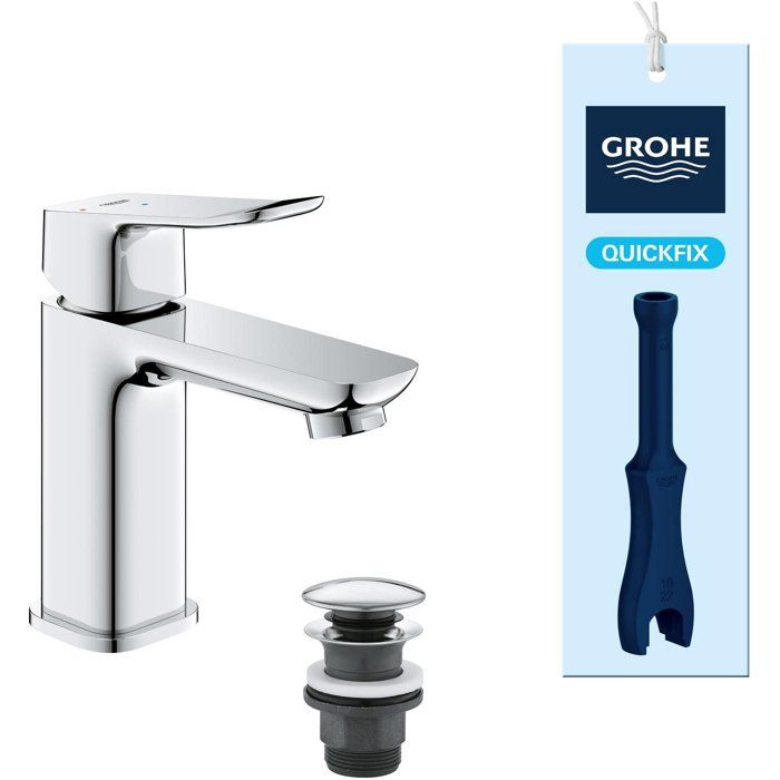 GROHE Basin Mixer Tap - Size S - Ch3 Cartridge & Click-clack Waste - Chrome