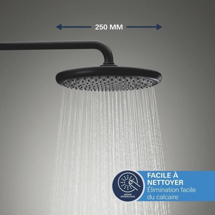 Ensemble de douche encastré - 1 + 2 jets - Mitigeur thermostatique - GROHE - 348832430 - Noir