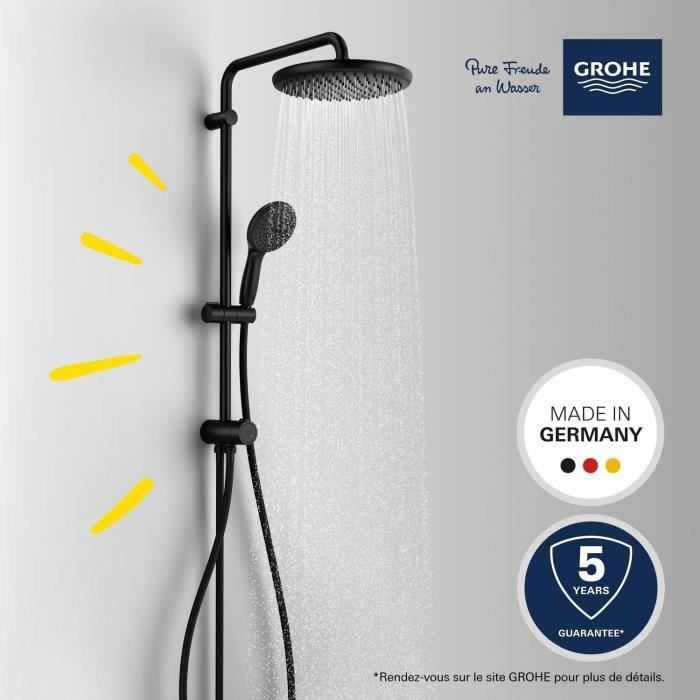 GROHE Vitalio Start System 250 Shower Column with Manual Diverter - Matte Black - 266802431