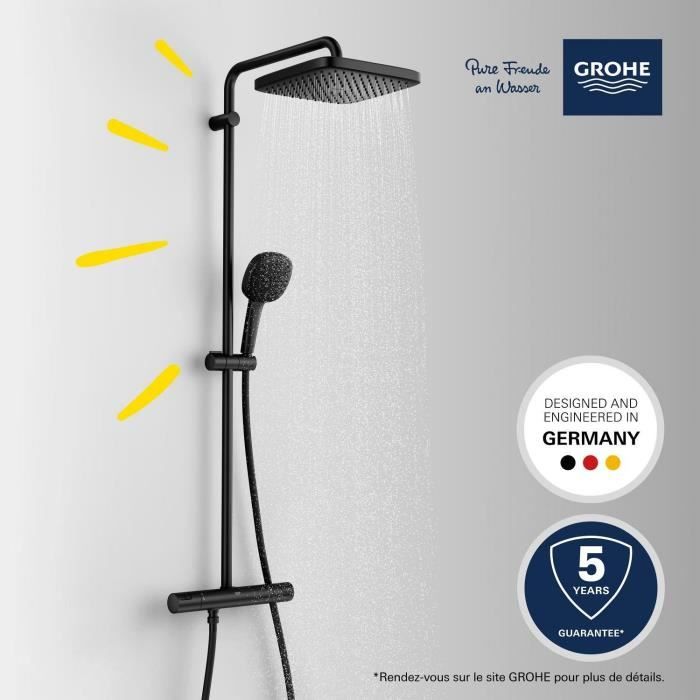 GROHE Vitalio Comfort 250 Shower Column - Water Saving - Matte Black - 266962431