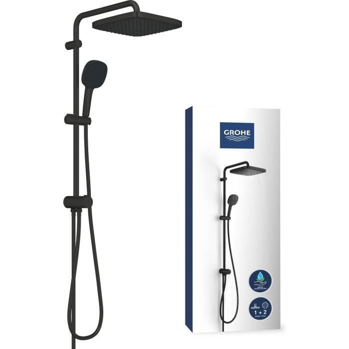 GROHE Vitalio Comfort 250 Shower Column - Manual Diverter - Water Saving - Matte Black - 266982431