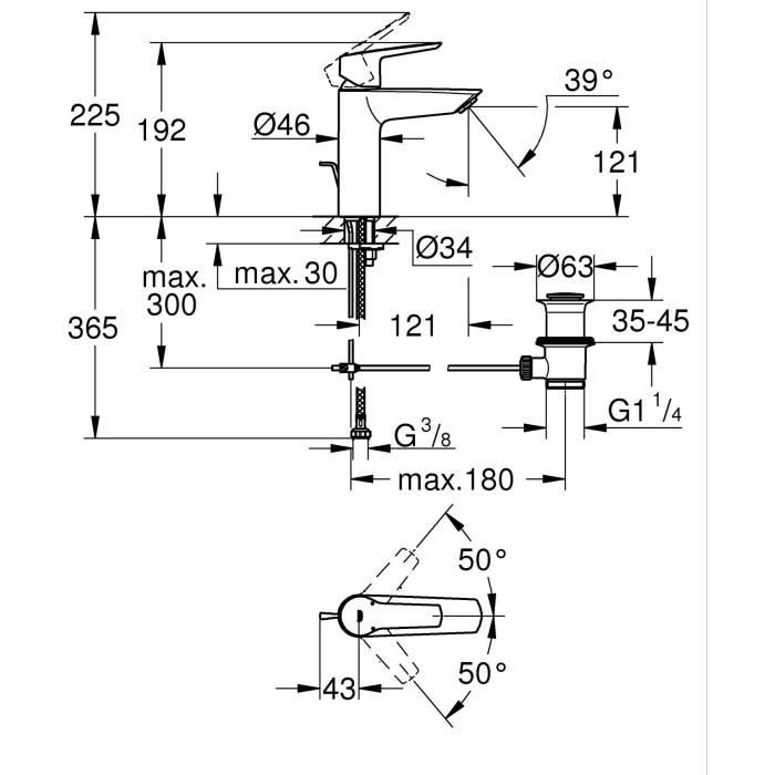 GROHE Start Single-Lever Basin Mixer Tap - Matte Black - Water Saving