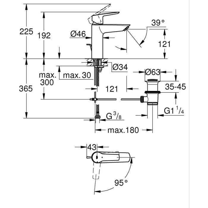 GROHE Start Single-Lever Basin Mixer Tap - Matte Black - Cold Water Start