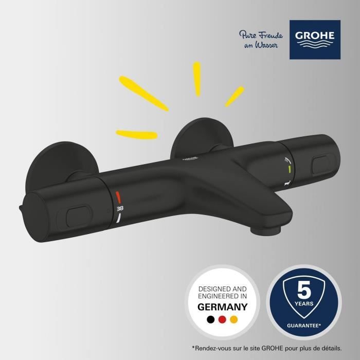 GROHE Bath/Shower Mixer - Precision Trend - Thermostatic - Matte Black