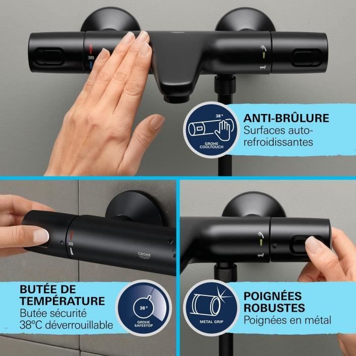 GROHE Bath/Shower Mixer - Precision Trend - Thermostatic - Matte Black
