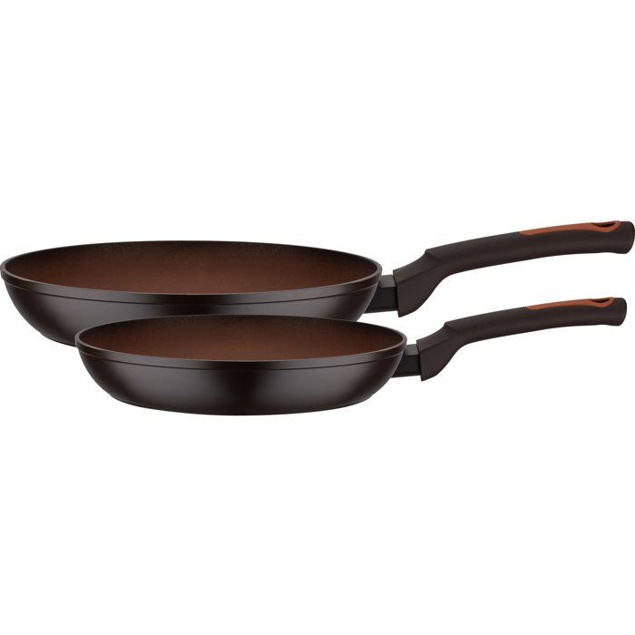 GSW TERRA Frying Pan Set - Induction Compatible - Ø 24 and 28 cm - 3 mm Forged Aluminum - Red