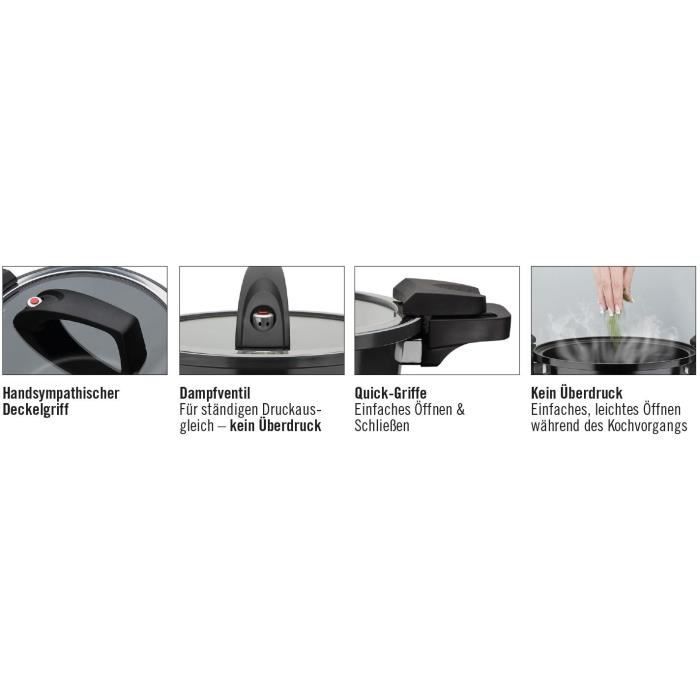 GSW Low Pressure Cooker 24 cm 4 L Induction Compatible Black
