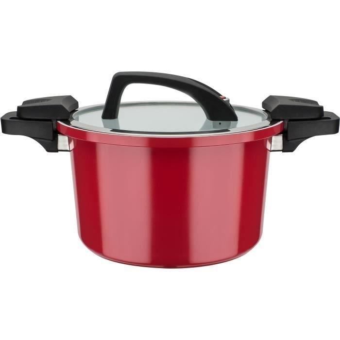 GSW Low Pressure Cooker - 24 cm - 6 L - Forged Aluminum - Induction - Red