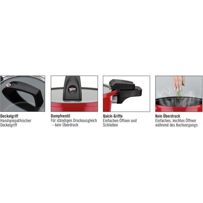 GSW Low Pressure Cooker - 24 cm - 6 L - Forged Aluminum - Induction - Red