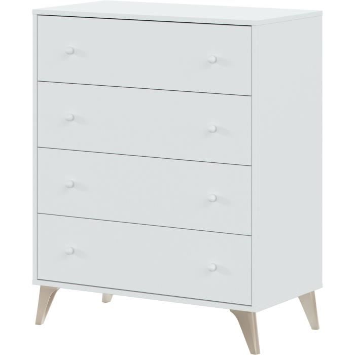 SWEET 4-Drawer Chest of Drawers - White Finish - W 77.5 x D 40 x H 95 cm