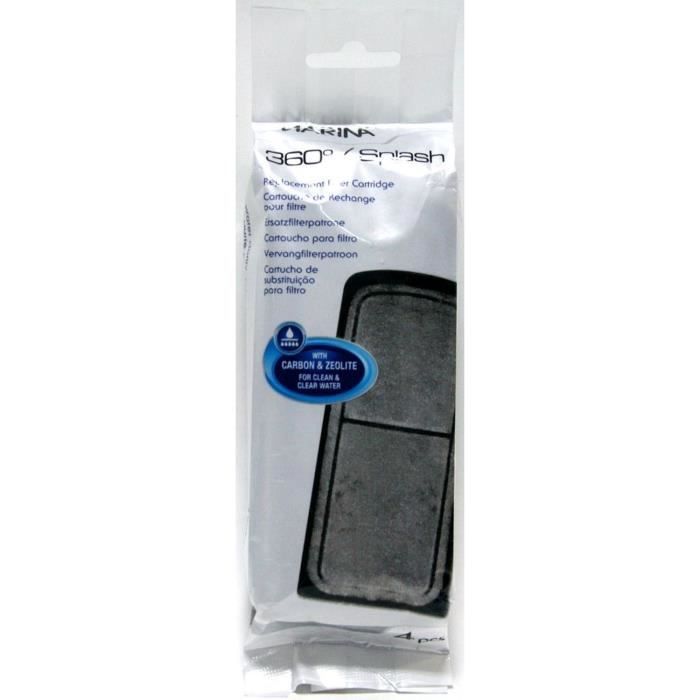 MARINA Replacement Filter Pack - 4 Carbon & Zeolite Filters - For Splash and 360° Aquariums