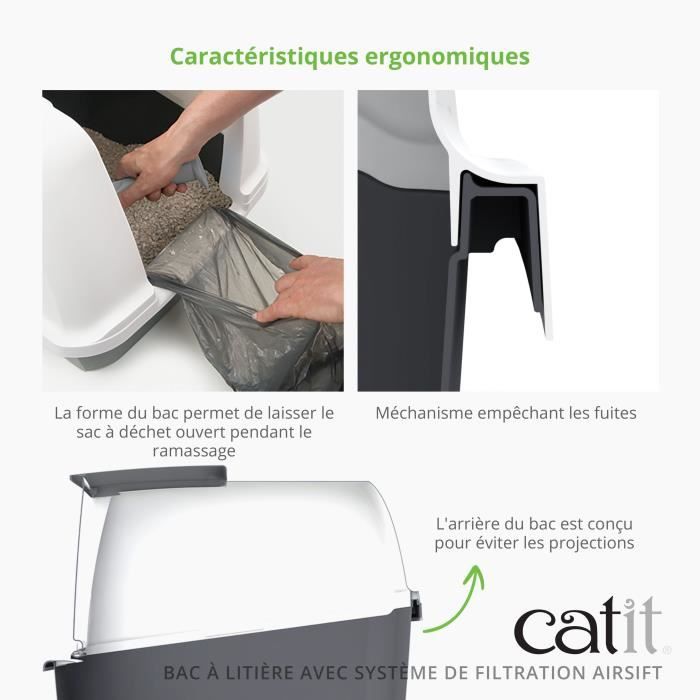 Catit Toilet House Litter Box - AirSift Regular - Built-in Filtration System - L. 57 x W. 39 x H. 46.5 cm