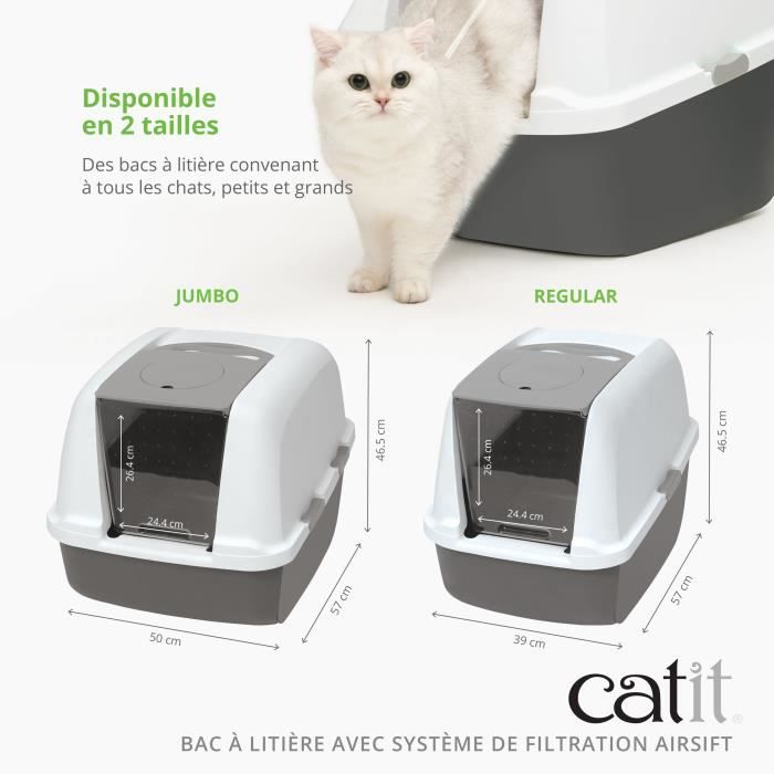 Catit Toilet House Litter Box - AirSift Regular - Built-in Filtration System - L. 57 x W. 39 x H. 46.5 cm