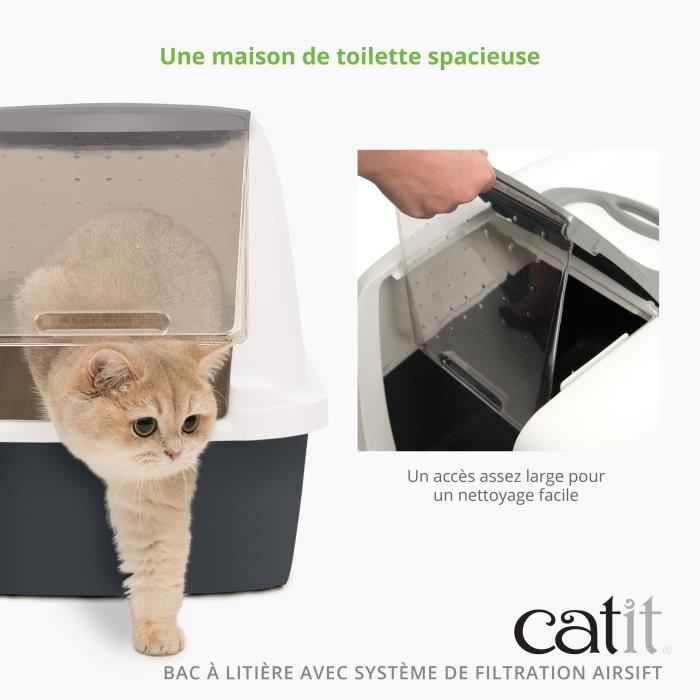 Catit Toilet House Litter Box - AirSift Regular - Built-in Filtration System - L. 57 x W. 39 x H. 46.5 cm