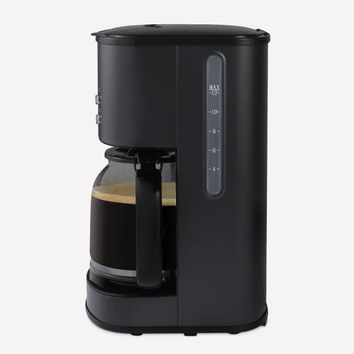 H.Koenig Programmable Coffee Maker - 1.5 L (12 Cups) - 1000 W - LCD Screen - Black and Stainless Steel - MG32