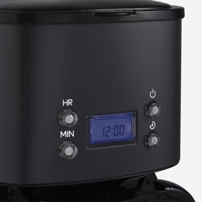 H.Koenig Programmable Coffee Maker - 1.5 L (12 Cups) - 1000 W - LCD Screen - Black and Stainless Steel - MG32