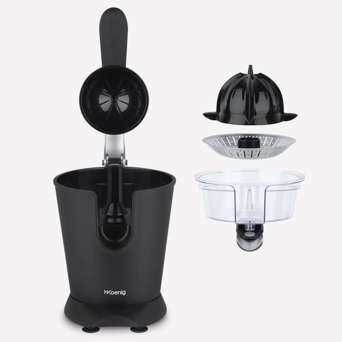 H.Koenig Citrus Juicer - AGR82 - Electric - 160 W - Matte Black and Stainless Steel