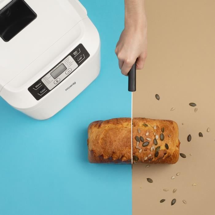 HKoeNIG Bread Maker - BAKE340 - 12 Programs - 3 Baking Levels - 800 g Capacity