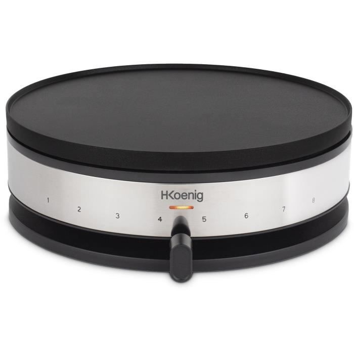 HKoeNIG Crepe Maker - KREP56 - 33 cm Cooking Surface - 1500W - Black/Steel