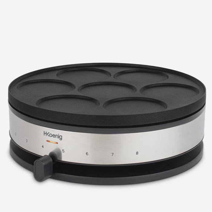 HKoeNIG Crepe Maker - KREP56 - 33 cm Cooking Surface - 1500W - Black/Steel