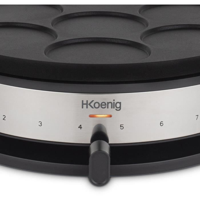 HKoeNIG Crepe Maker - KREP56 - 33 cm Cooking Surface - 1500W - Black/Steel