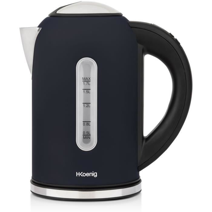 H.Koenig Boe56 Programmable Kettle - 1.7 L - 2200W - Adjustable Temperature - LCD Screen - Matte Midnight Blue and Stainless Steel