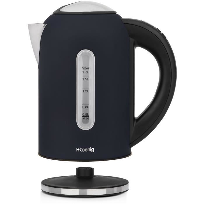 H.Koenig Boe56 Programmable Kettle - 1.7 L - 2200W - Adjustable Temperature - LCD Screen - Matte Midnight Blue and Stainless Steel