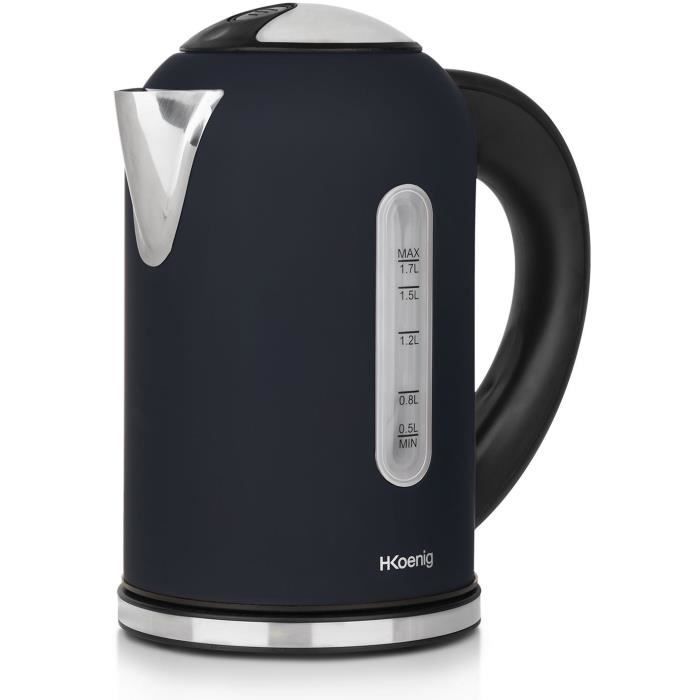 H.Koenig Boe56 Programmable Kettle - 1.7 L - 2200W - Adjustable Temperature - LCD Screen - Matte Midnight Blue and Stainless Steel