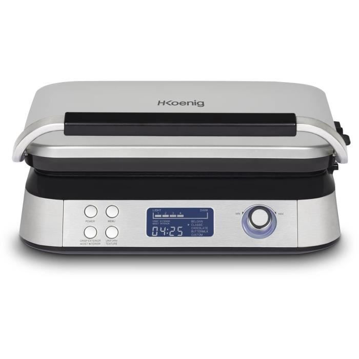 HKoeNIG Waffle Maker - GFX800 - 12x12.5 cm Cooking Surface - 5 Cooking Programs - Non-Stick Coating - 1600W