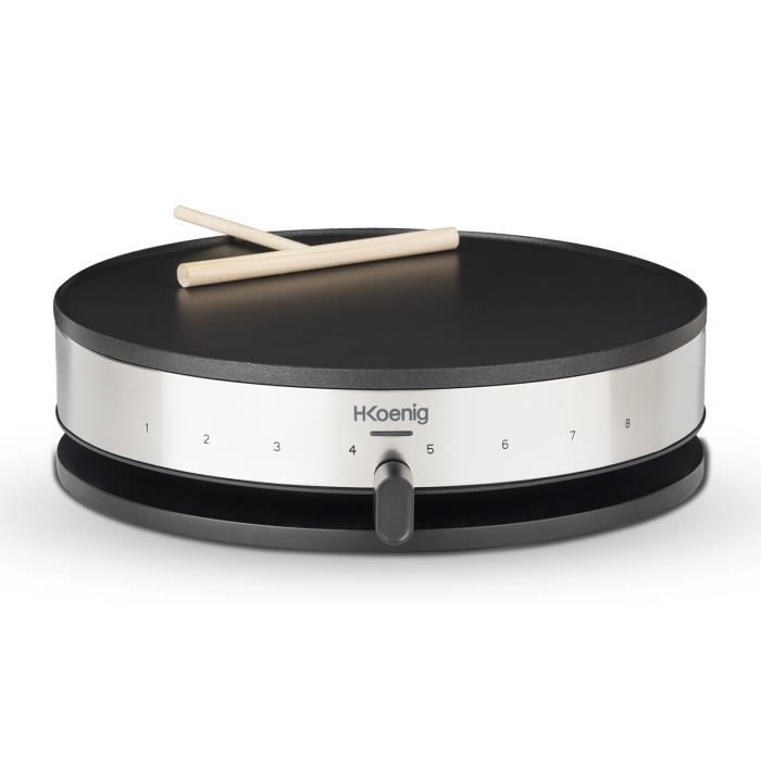 HKoeNIG Crepe Maker - KREP29 - 33 cm Cooking Surface - Non-stick Coating - Temperature up to 230°C - 1300W - Stainless Steel Control