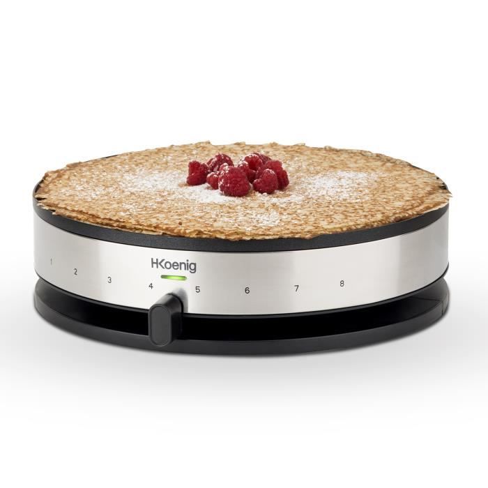 HKoeNIG Crepe Maker - KREP29 - 33 cm Cooking Surface - Non-stick Coating - Temperature up to 230°C - 1300W - Stainless Steel Control