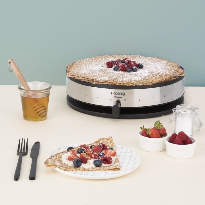 HKoeNIG Crepe Maker - KREP29 - 33 cm Cooking Surface - Non-stick Coating - Temperature up to 230°C - 1300W - Stainless Steel Control
