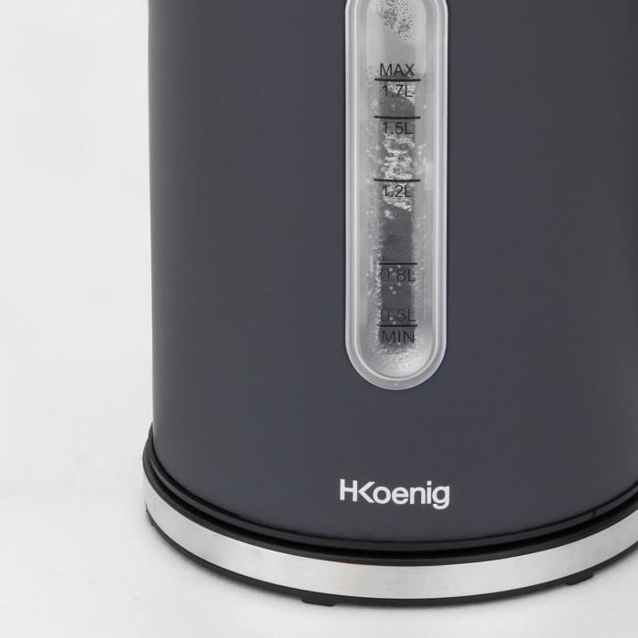 H.Koenig Kettle - 1.7 L - Adjustable Temperature 40 to 110°C - Matte Grey - Boe52
