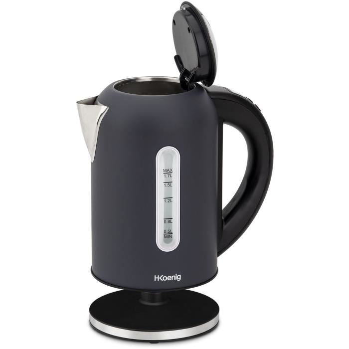 H.Koenig Kettle - 1.7 L - Adjustable Temperature 40 to 110°C - Matte Grey - Boe52