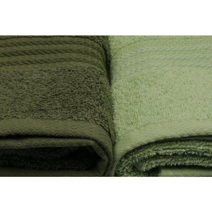 Set of 4 Hand Towels - 50 x 90 cm - 100% Cotton - Green