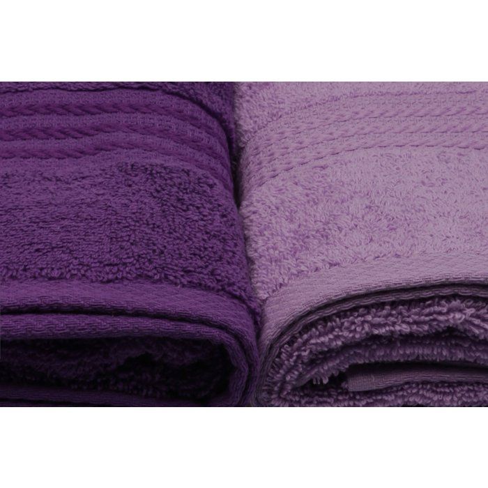 Set of 4 Hand Towels - 50 x 90 cm - 100% Cotton - Purple
