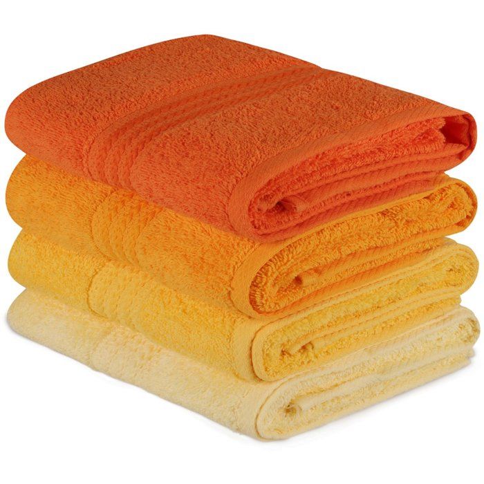 Ensemble de 4 serviettes a main - 50 x 90 cm - Jaune