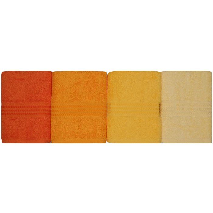 Ensemble de 4 serviettes a main - 50 x 90 cm - Jaune