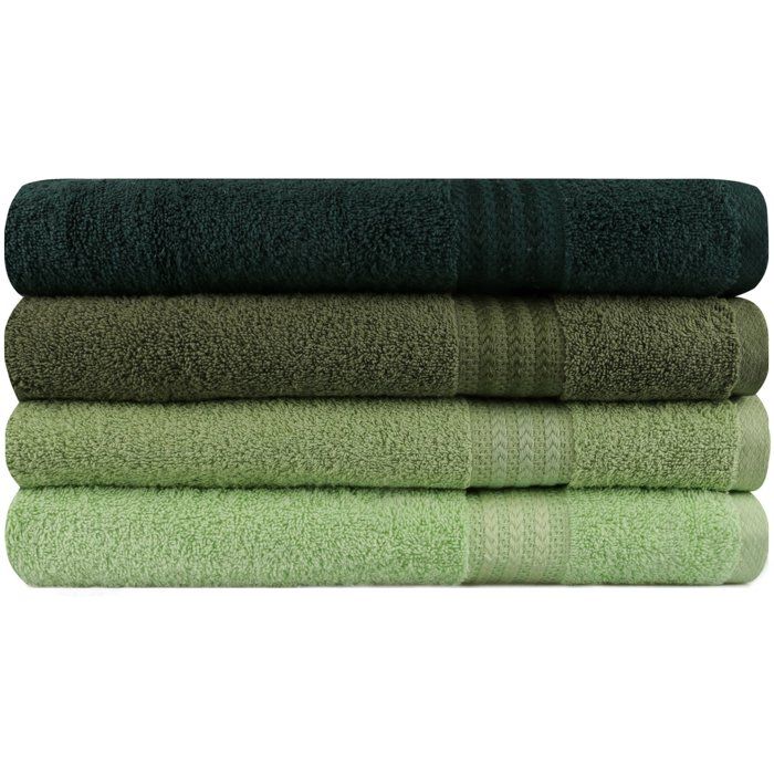 Set of 4 Bath Towels - 70 x 140 cm - Green - 100% Cotton