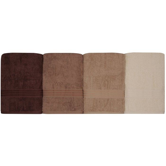 Set of 4 Bath Towels - 70 x 140 cm - Cream - 100% Cotton