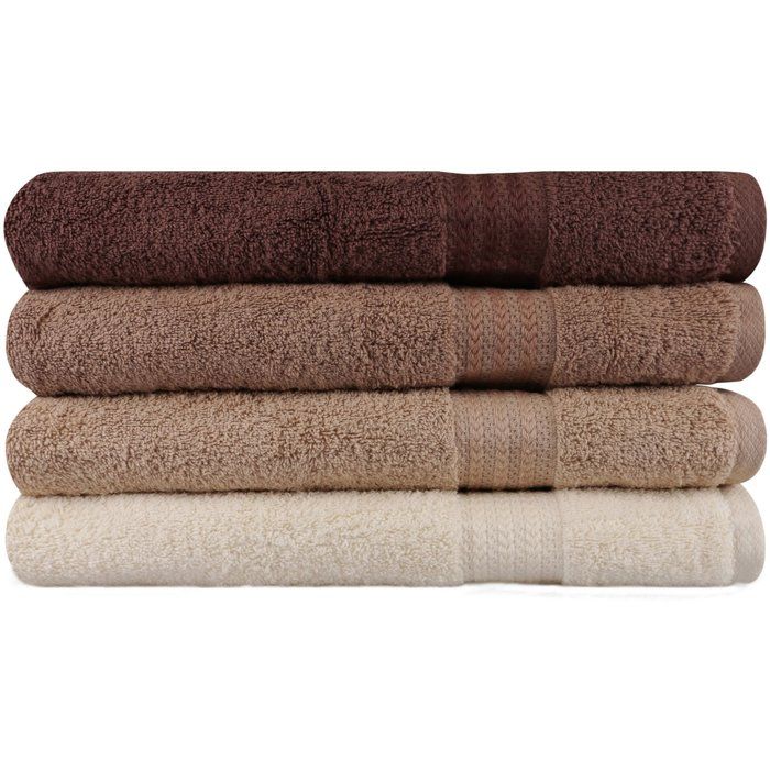 Set of 4 Bath Towels - 70 x 140 cm - Cream - 100% Cotton