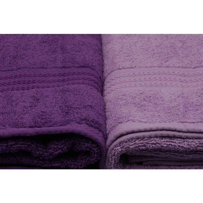 Set of 4 Bath Towels - 70 x 140 cm - Purple - 100% Cotton