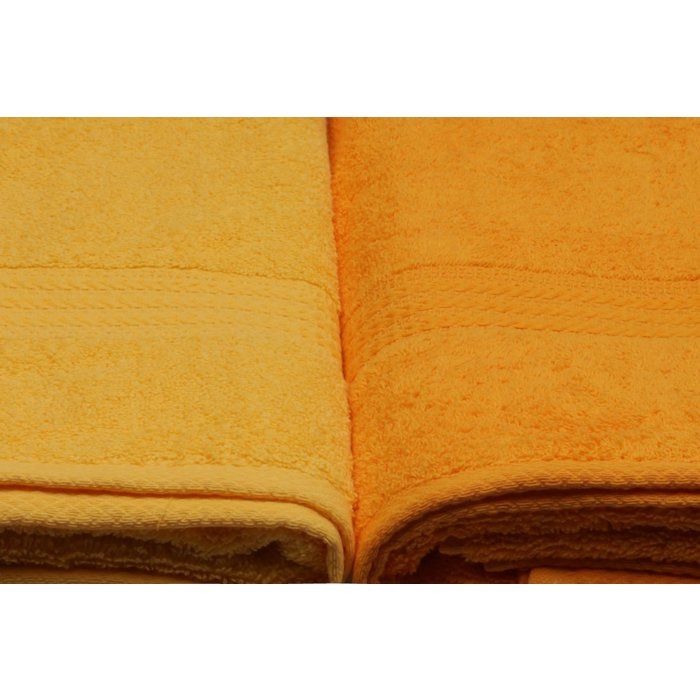 Set of 4 Bath Towels - 70 x 140 cm - Yellow - 100% Cotton