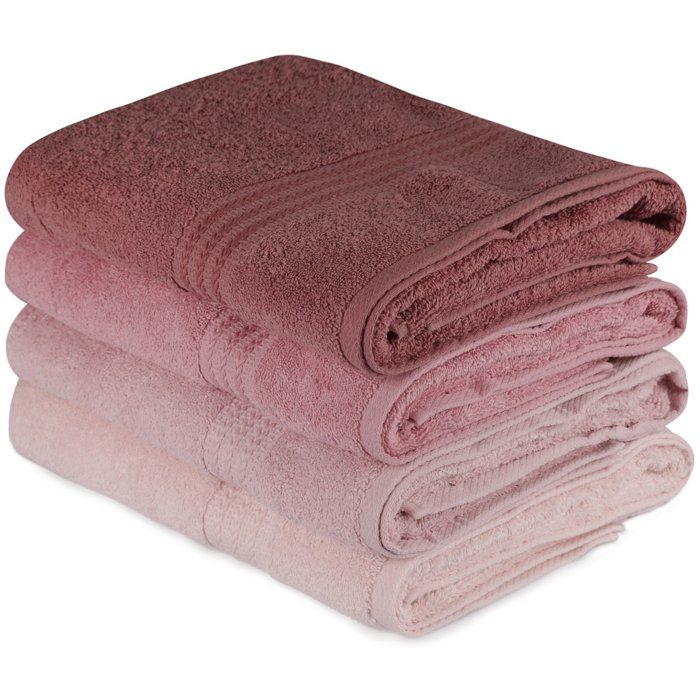 Set of 4 Bath Towels - 70 x 140 cm - Powder - 100% Cotton
