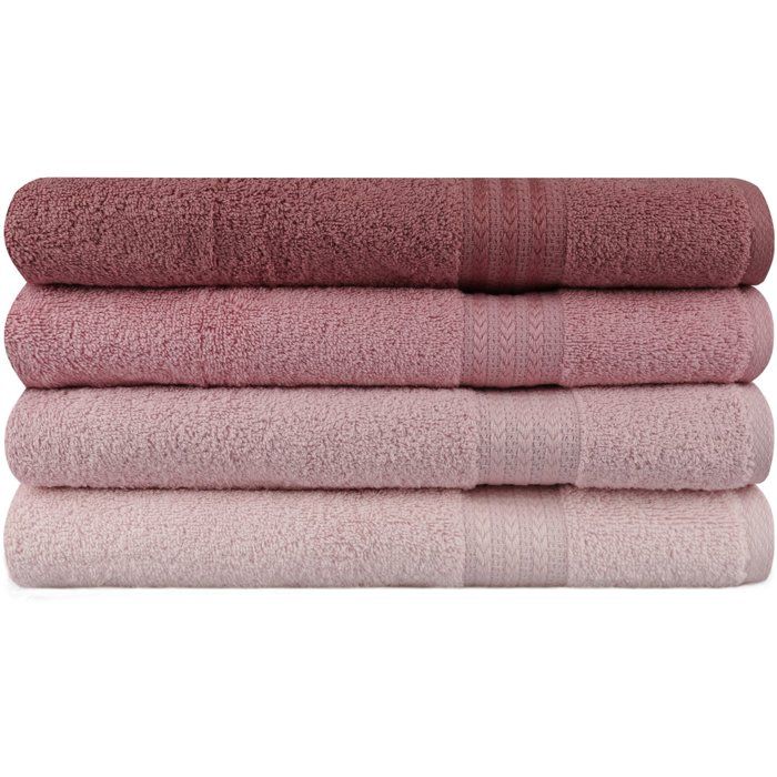 Set of 4 Bath Towels - 70 x 140 cm - Powder - 100% Cotton