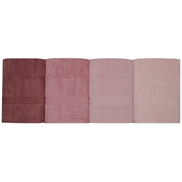 Set of 4 Bath Towels - 70 x 140 cm - Powder - 100% Cotton