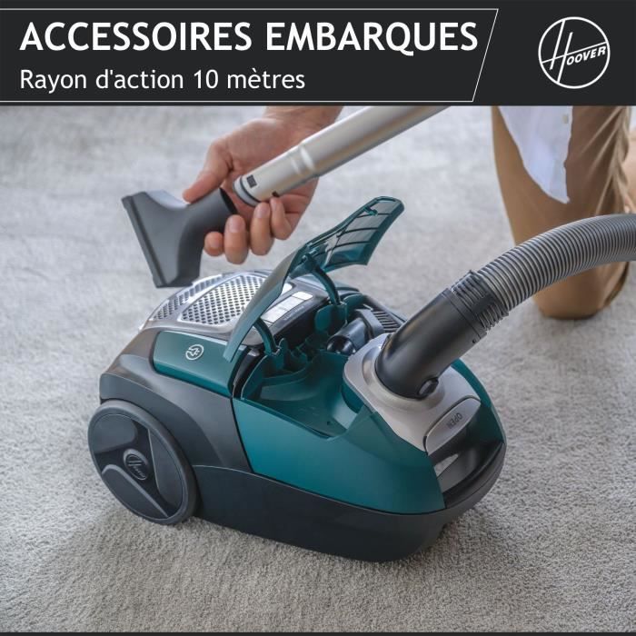 HOOVER Bagged Cylinder Vacuum Cleaner - 700 W - 4 L - 65 dBA - Red - HE530ALG